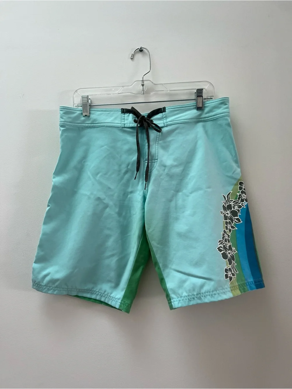 Billabong Aqua Floral Stripe Swim Trunks - Picture 2 of 6